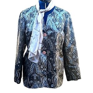 Sag Harbor Blazer Jacket Sliver Gray Black Wedding Holiday Party Size 18